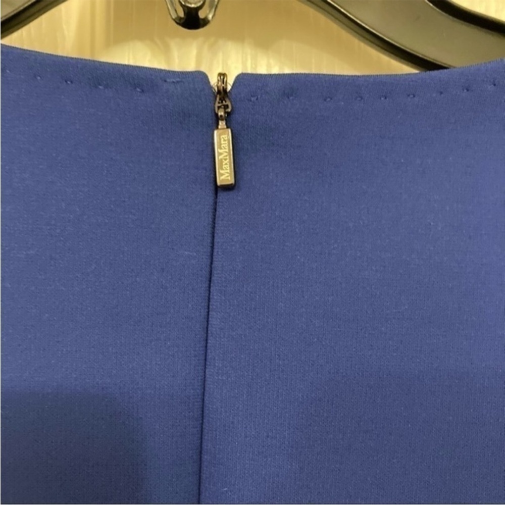 MAX MARA Giara Sleeveless A-Line Stretch-Crepe Dress in Royal Blue Size 14 - Picture 11 of 15